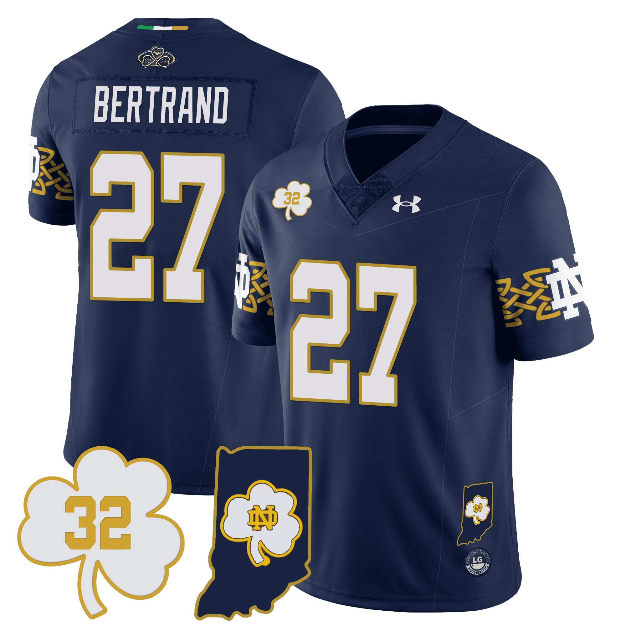 Men Notre Dame Fighting Irish #27 Bertrand Drak Blue 2024 Vapor Limited NCAA Jersey style 1